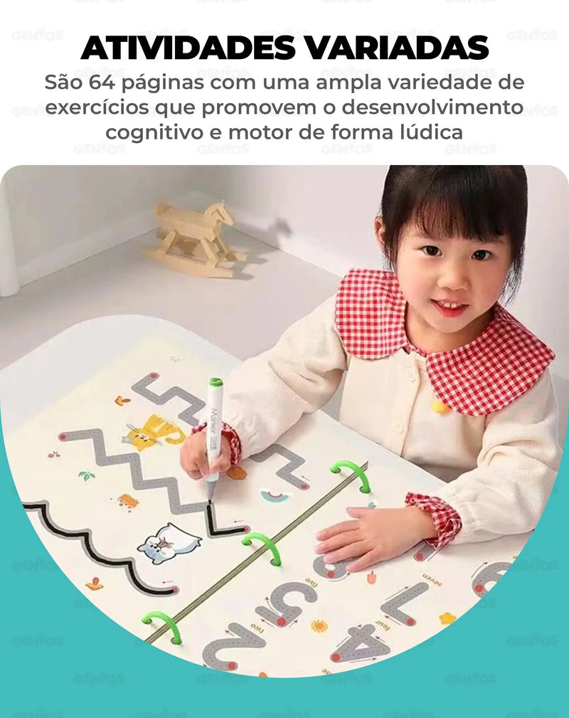 Livro de Desenvolvimento Infantil Buzz® + 8 Canetinhas e Apagador de Brinde