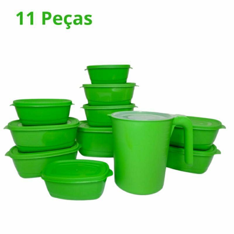 Kit Pote de Plástico e Jarra Vasilhas 11 Peças | Shopee Brasil